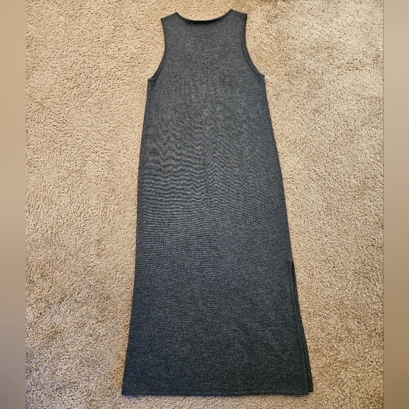 Nordstrom Elegant Wool Blend Gray V-Neck Sleeveless Maxi Dress, Size Large - Picture 7 of 8